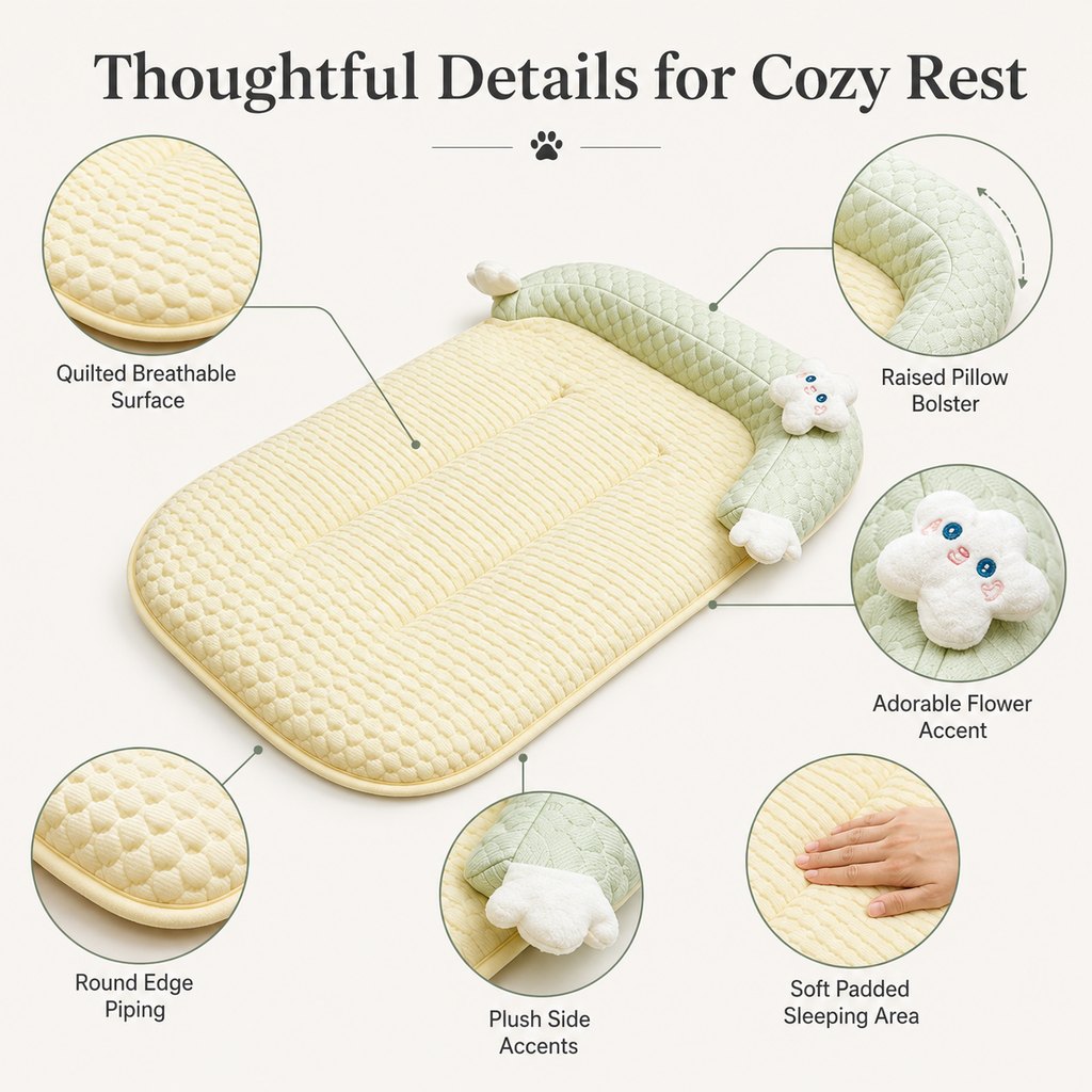 Breathable Pet Sofa Mat for Sunny Window Naps & Hard Floors