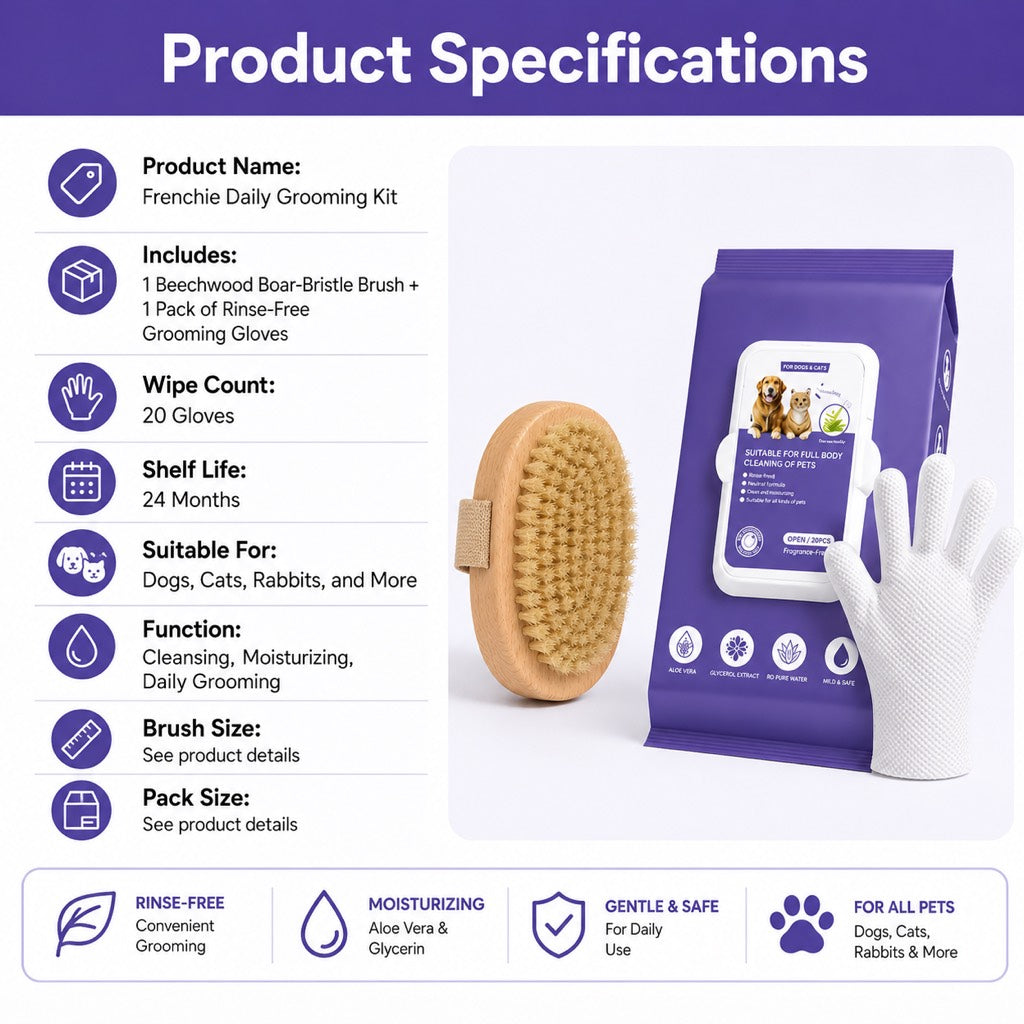 Frenchie Daily Grooming Kit for After-Walk & Between-Bath Care