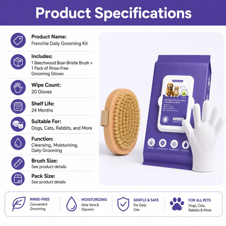 Frenchie Daily Grooming Kit for After-Walk & Between-Bath Care