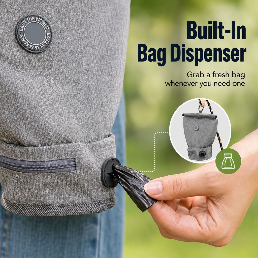 Dog Poop Bag Holder for Walks | Carry Used Waste Bags Hands-Free Until the Next Trash Can
