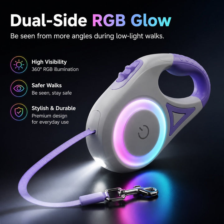 LED Retractable Dog Leash for Night Walks