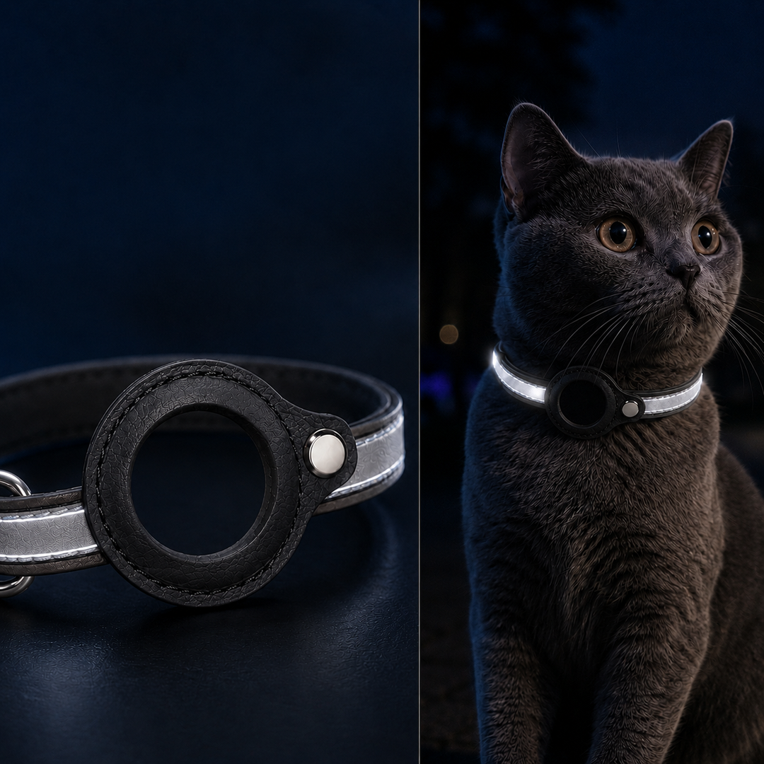 AirTag-Compatible Reflective Pet Tracking Collar for Cats & Small Dogs