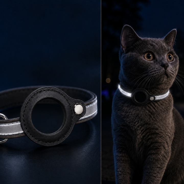 AirTag-Compatible Reflective Pet Tracking Collar for Cats & Small Dogs