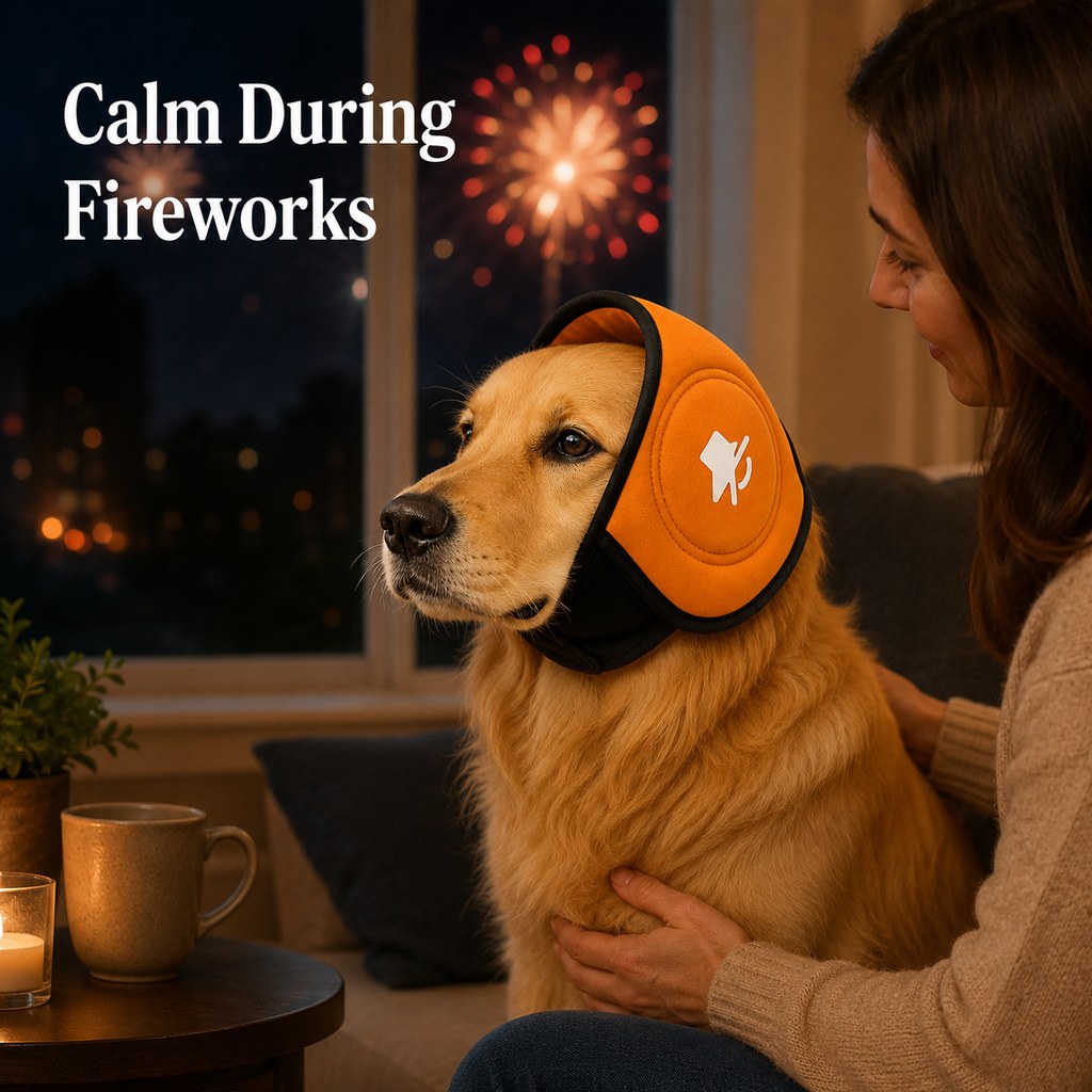 Calming Dog Ear Muffs for Fireworks, Thunderstorms & Grooming