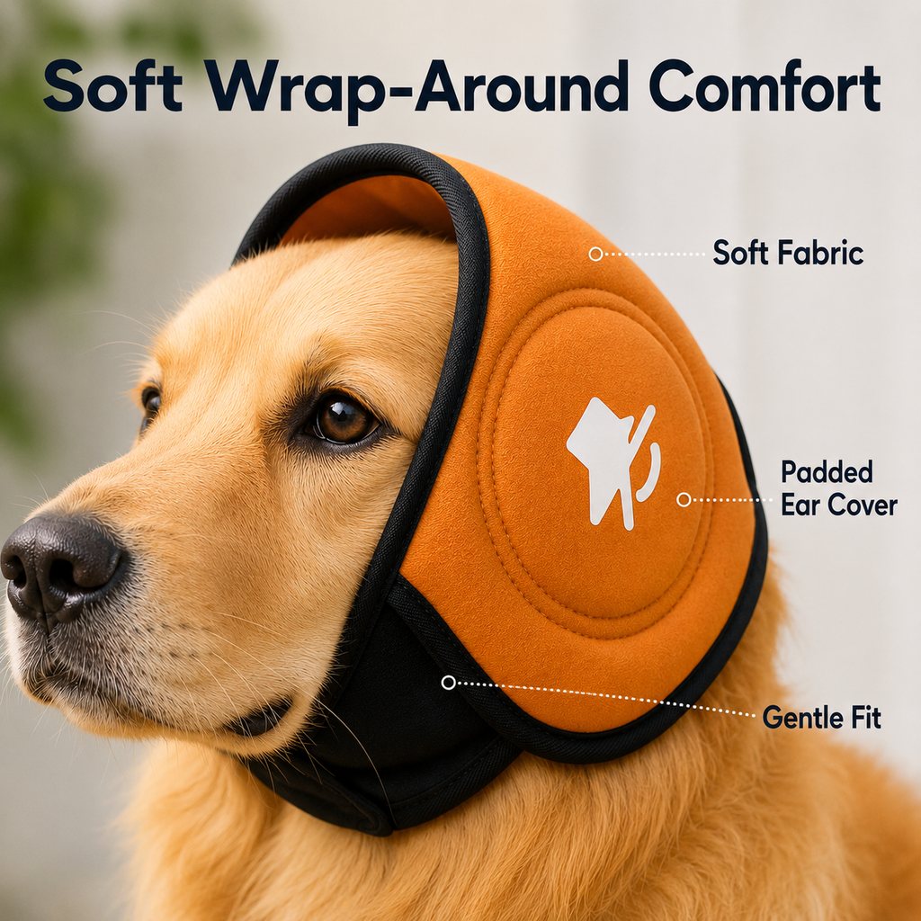 Calming Dog Ear Muffs for Fireworks, Thunderstorms & Grooming