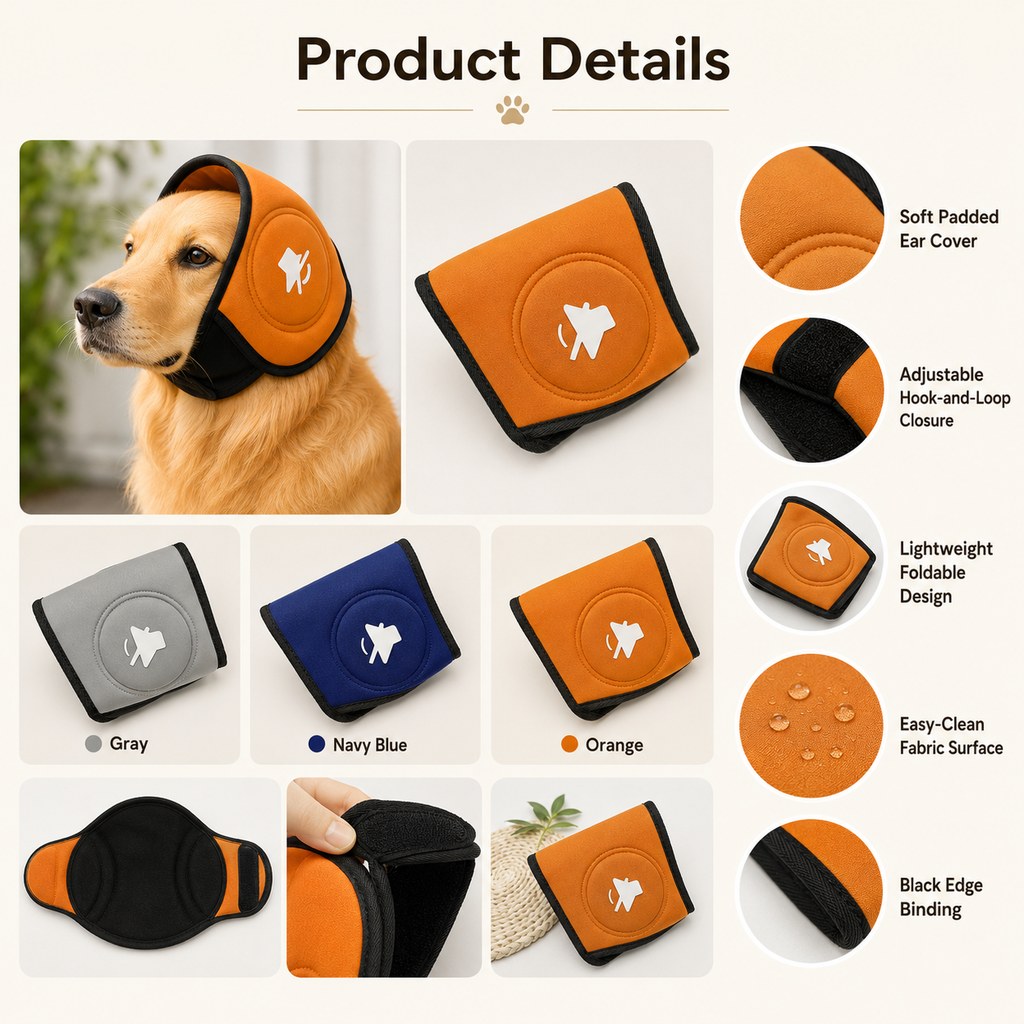 Calming Dog Ear Muffs for Fireworks, Thunderstorms & Grooming
