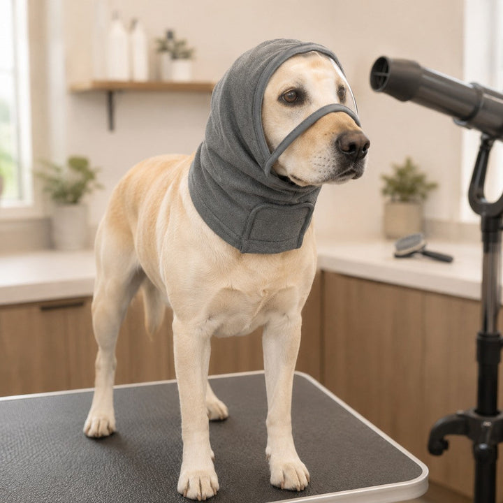Calming Dog Hood with Clear Viewing Panel, Gentle Head & Neck Wrap for Grooming, Thunderstorms, Fireworks & Travel Comfo