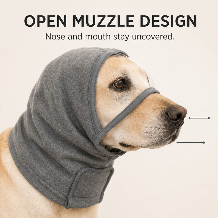 Calming Dog Hood with Clear Viewing Panel, Gentle Head & Neck Wrap for Grooming, Thunderstorms, Fireworks & Travel Comfo