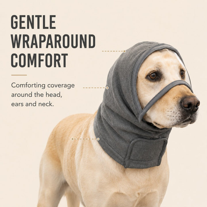 Calming Dog Hood with Clear Viewing Panel, Gentle Head & Neck Wrap for Grooming, Thunderstorms, Fireworks & Travel Comfo