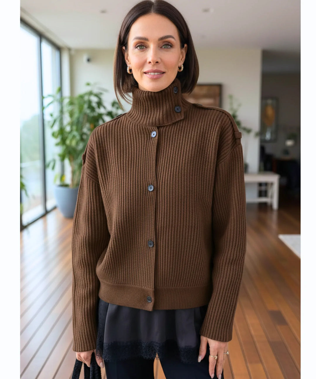 Women's Ribbed Cropped Cardigan for Autumn and Winter, image 5