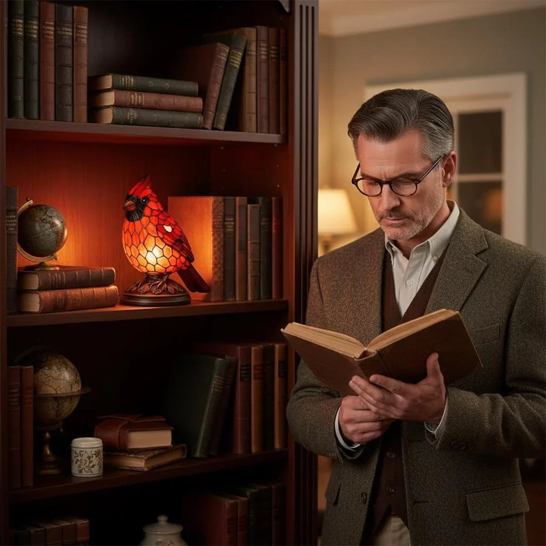 Red Cardinal Table Lamp – LED Decorative Night Light for Bedroom &