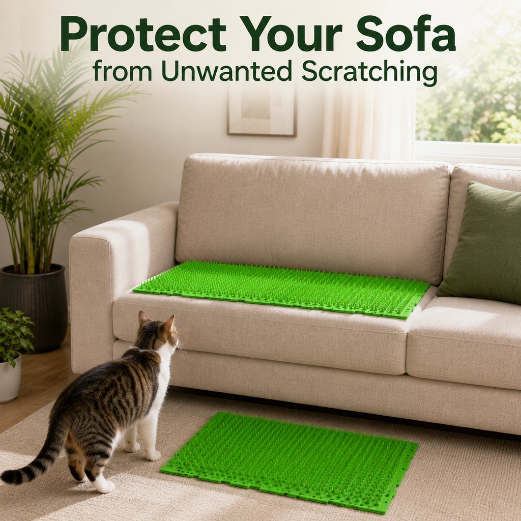 2-Pack Green Cut-to-Fit Cat Deterrent Mat for Sofas, Plants & Balconies