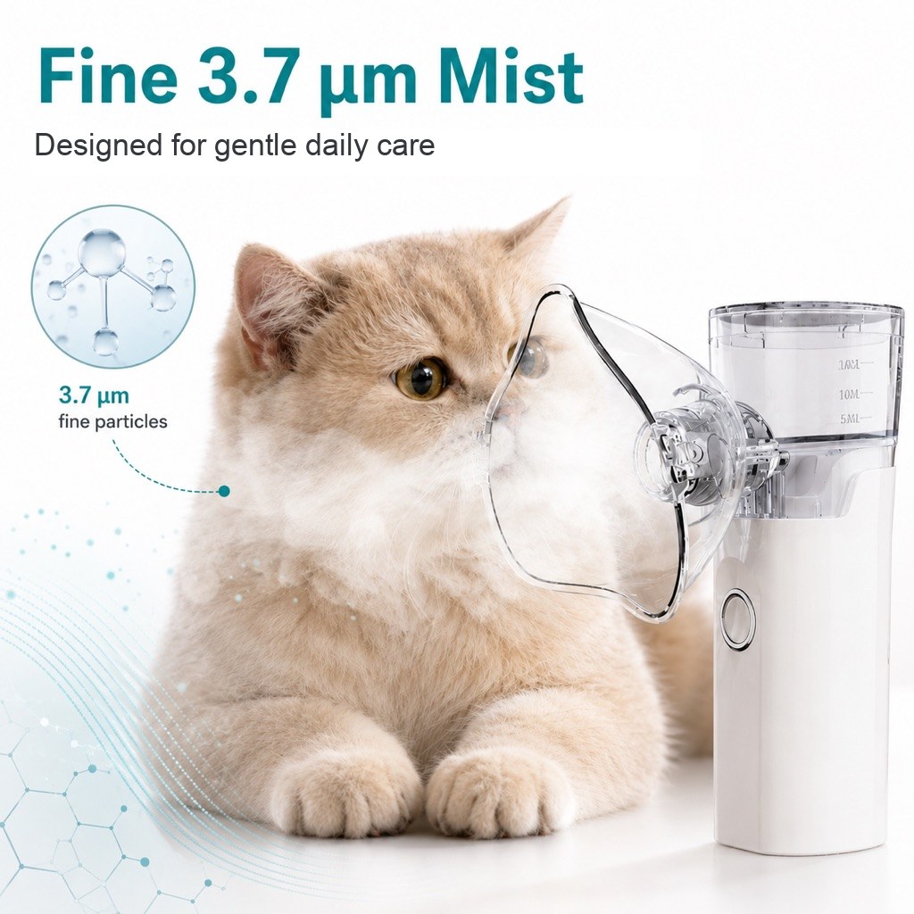 Portable Pet Nebulizer Care Kit for Cats & Dogs | Quiet Mist Device for Senior & Sensitive Pets