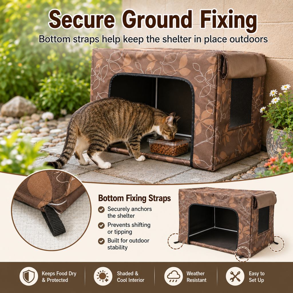 Outdoor Cat Feeding Shelter for Backyards | Weather-Resistant Food Station Cover