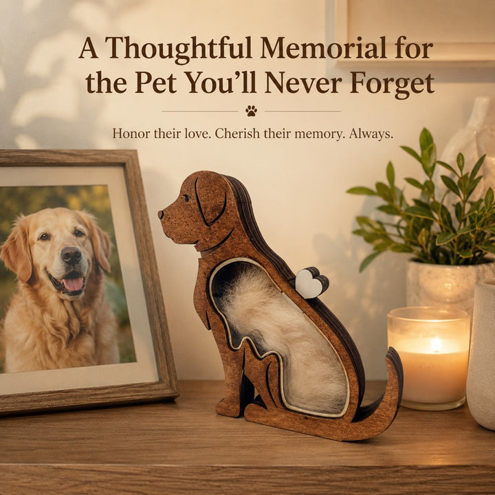 Wooden Pet Fur Keepsake Box for Grooming Memories & Pet Loss