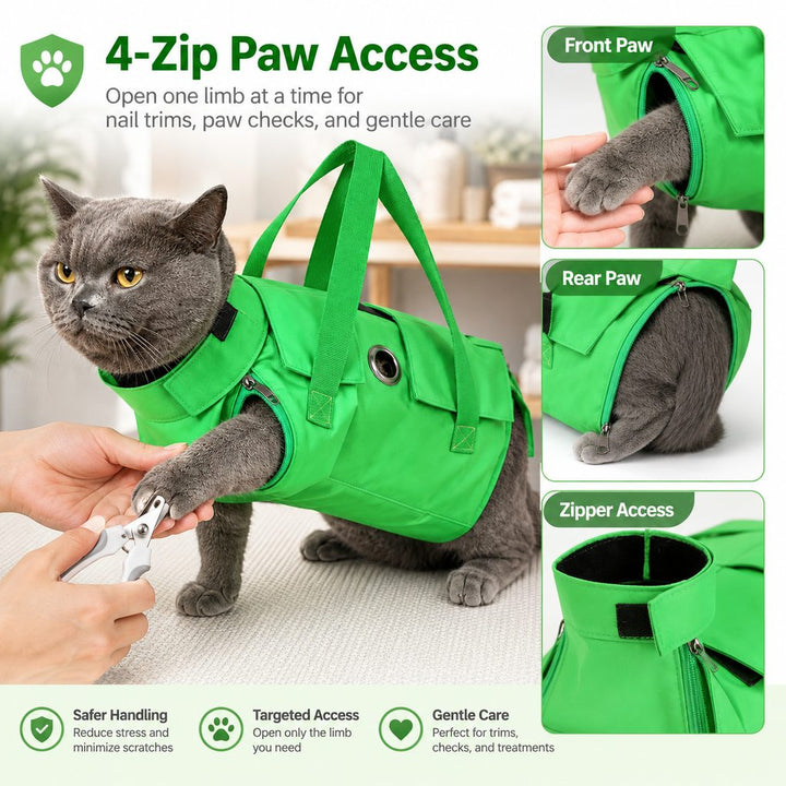 Multi-Use Cat Carrier & Grooming Bag | Easy Paw Access for Vet Visits & At-Home Care