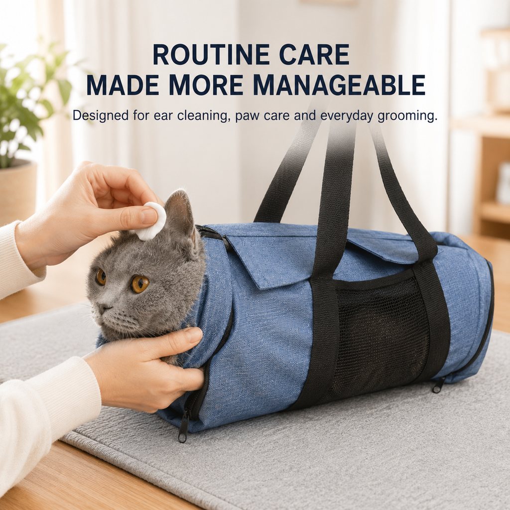 Cat Grooming Restraint Bag for Nail Trimming & Ear Cleaning | Easier Control for Wiggly Cats