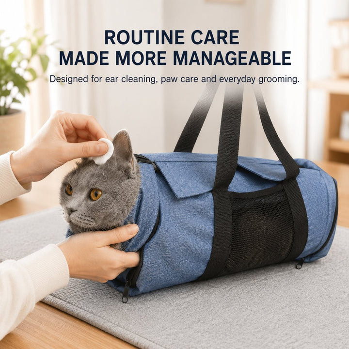 Cat Grooming Restraint Bag for Nail Trimming & Ear Cleaning | Easier Control for Wiggly Cats