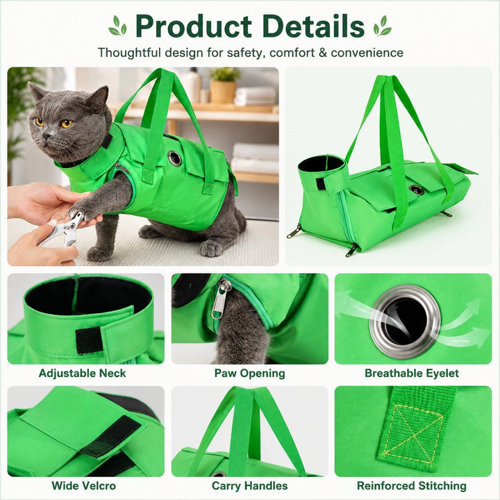 Multi-Use Cat Carrier & Grooming Bag | Easy Paw Access for Vet Visits & At-Home Care