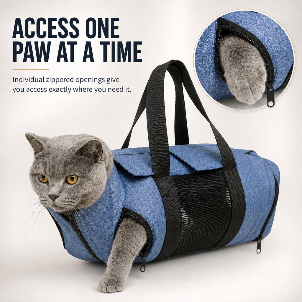 Cat Grooming Restraint Bag for Nail Trimming & Ear Cleaning | Easier Control for Wiggly Cats