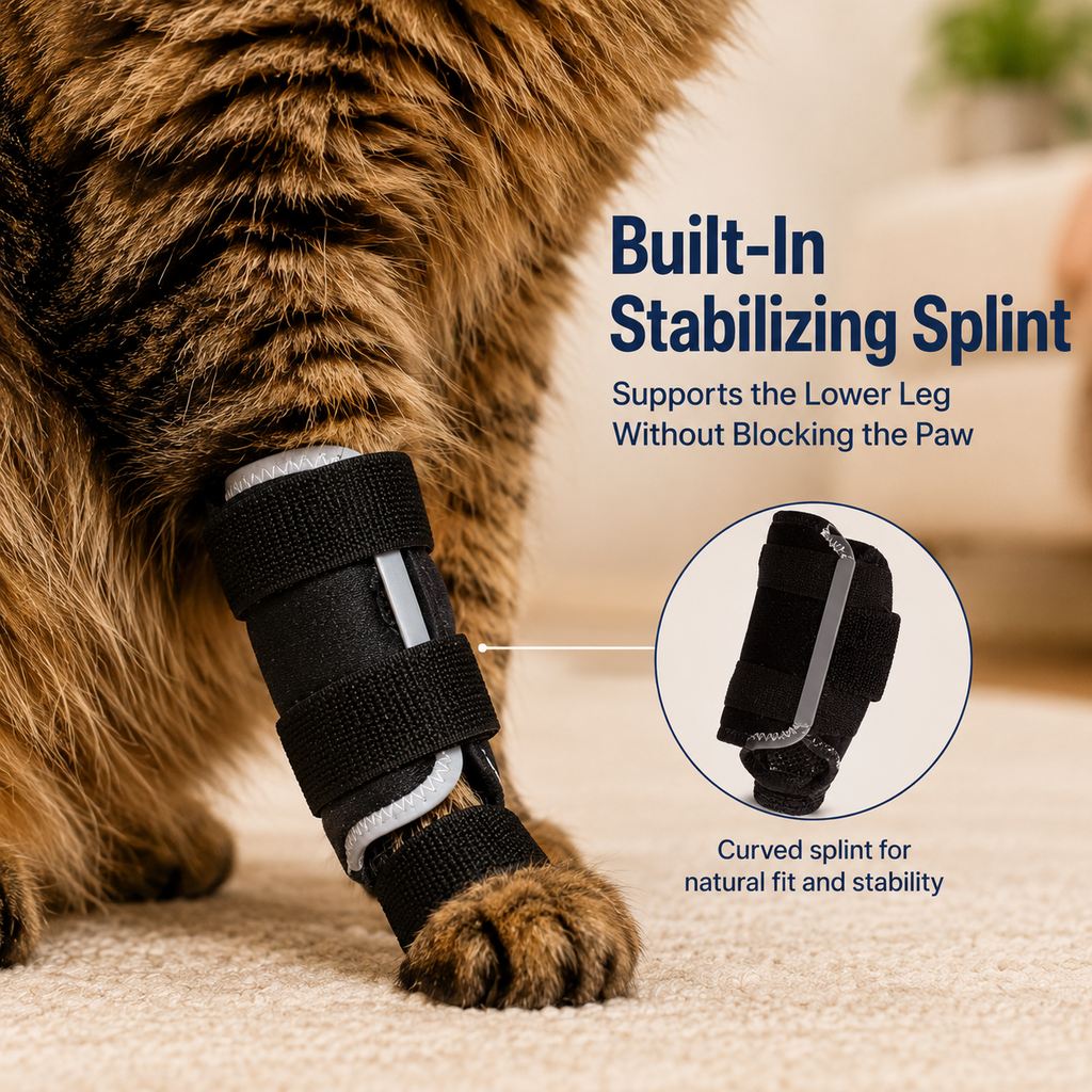 Cat Leg Support Brace for Recovery Care | Adjustable Front or Hind Leg Splint for Weak Legs