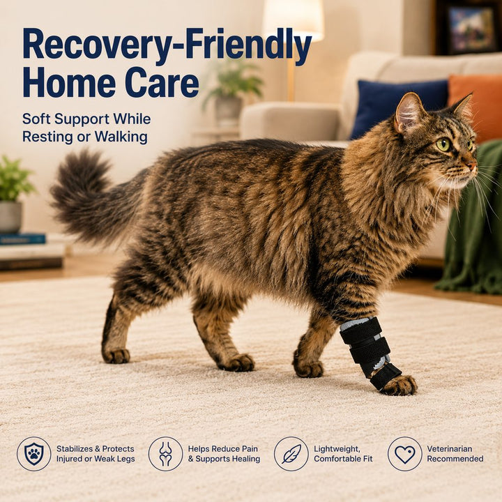 Cat Leg Support Brace for Recovery Care | Adjustable Front or Hind Leg Splint for Weak Legs