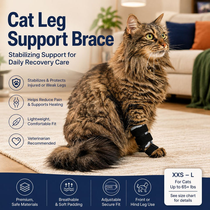 Cat Leg Support Brace for Recovery Care | Adjustable Front or Hind Leg Splint for Weak Legs