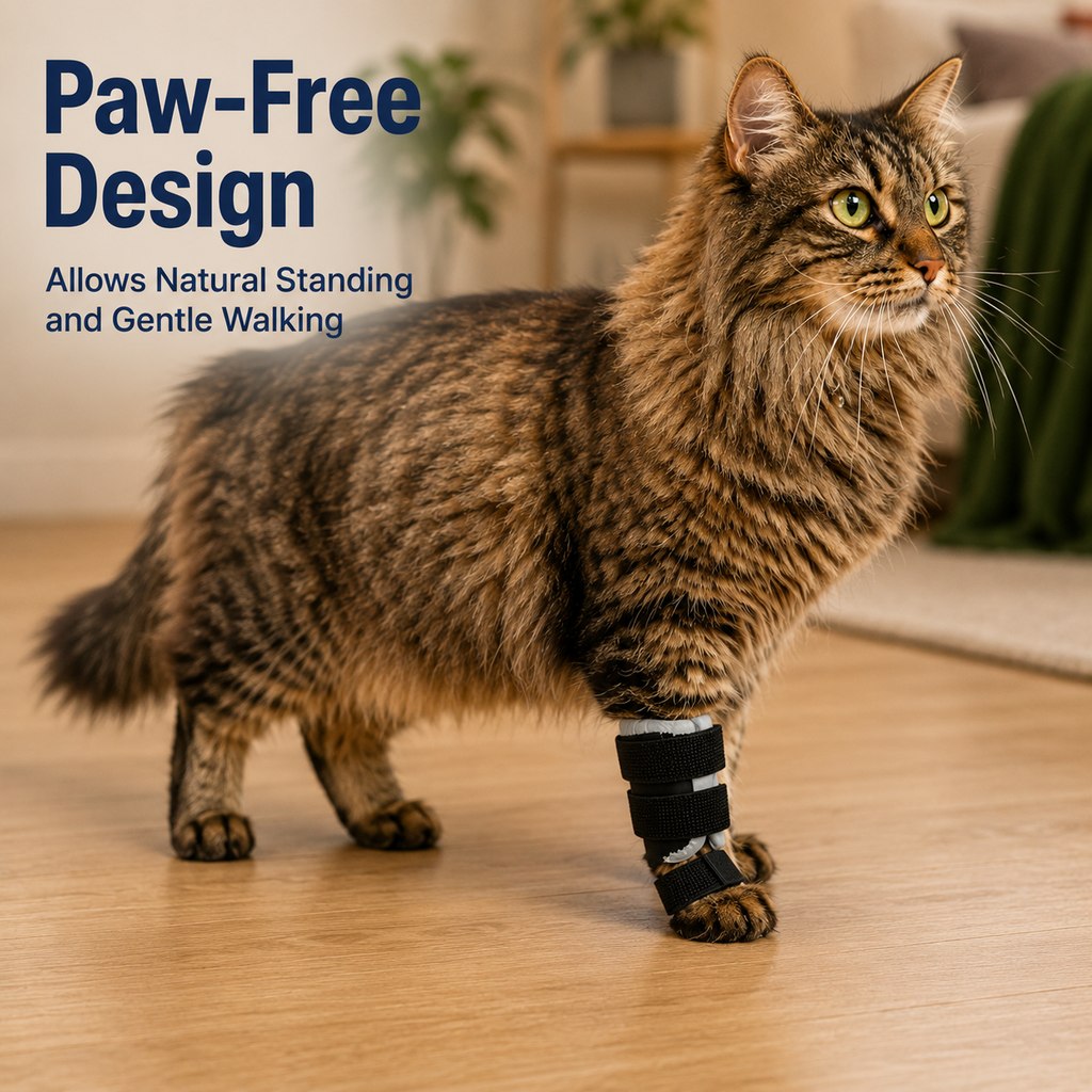 Cat Leg Support Brace for Recovery Care | Adjustable Front or Hind Leg Splint for Weak Legs