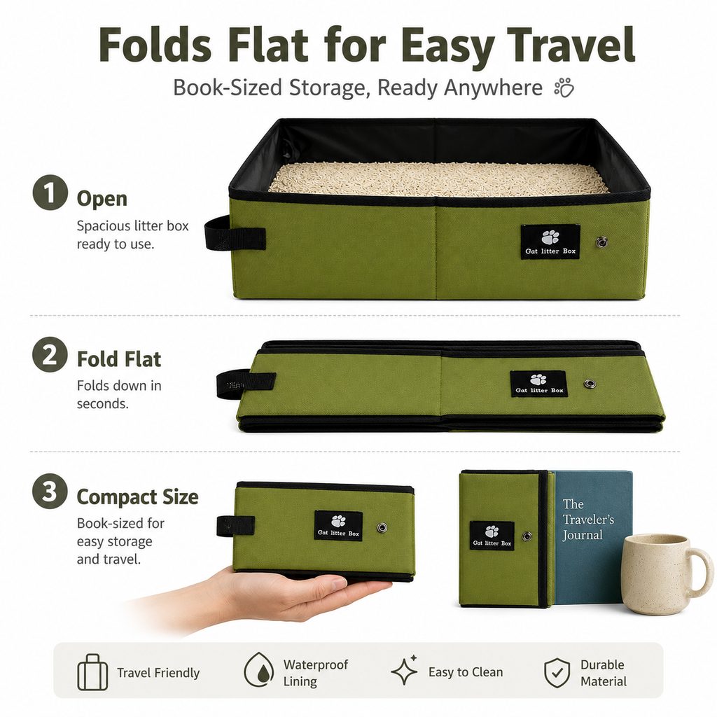 Portable Foldable Cat Litter Box for Road Trips, Hotels & RV Travel