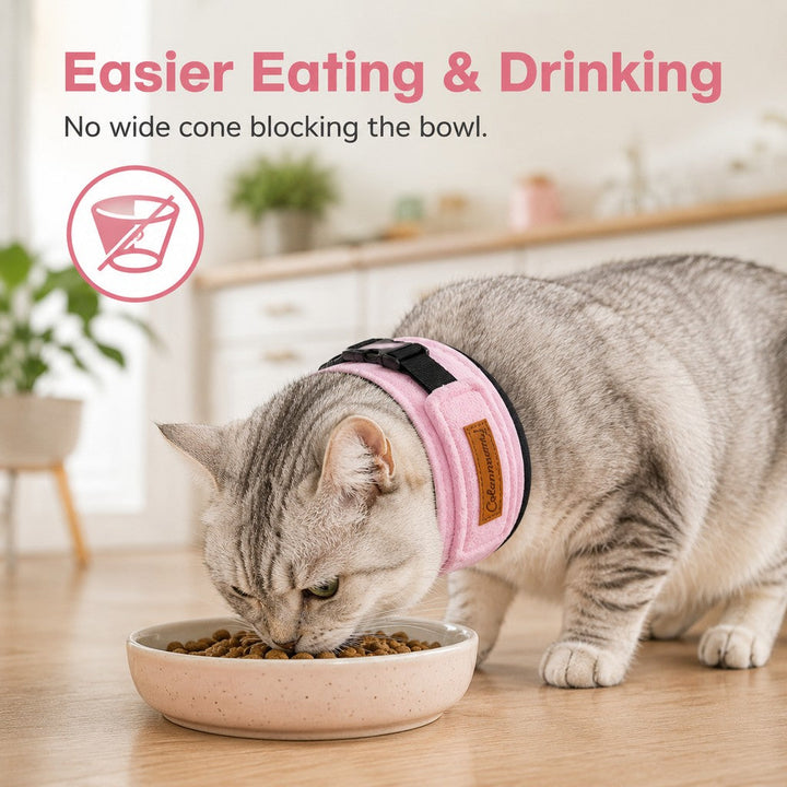 Soft Cat Recovery Collar for Post-Surgery Care | Adjustable Anti-Lick Fleece Neck Wrap
