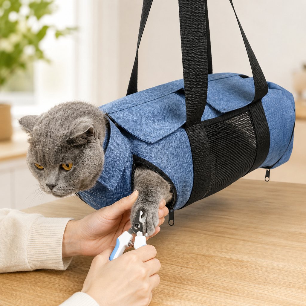 Cat Grooming Restraint Bag for Nail Trimming & Ear Cleaning | Easier Control for Wiggly Cats
