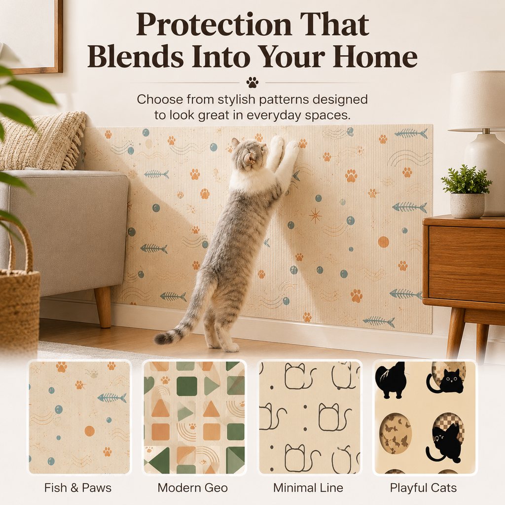 Self-Adhesive Cat Scratch Mat for Wall & Furniture Protection