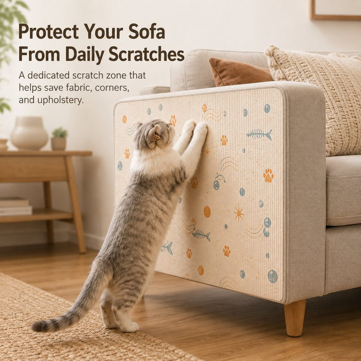 Self-Adhesive Cat Scratch Mat for Wall & Furniture Protection