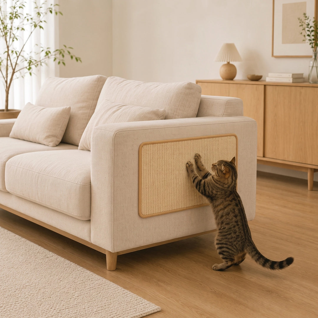 Cat Scratching Mat for Sofa Armrest Furniture Protector with Faux Sisal Surface
