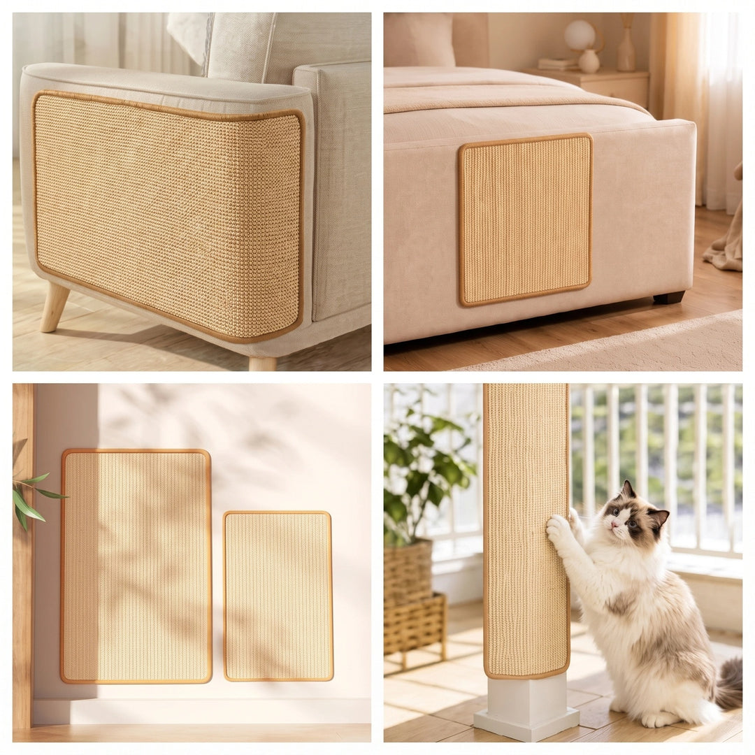 Cat Scratching Mat for Sofa Armrest Furniture Protector with Faux Sisal Surface