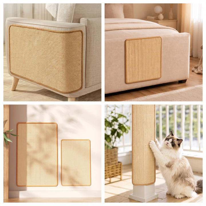 Cat Scratching Mat for Sofa Armrest Furniture Protector with Faux Sisal Surface
