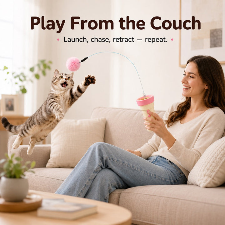 One-Click Electric Cat Teaser Launcher for Indoor Cats