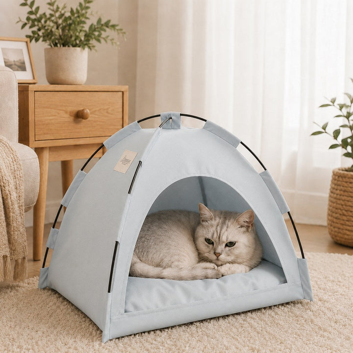 Cozy Foldable Cat Tent Bed for Apartment Naps | Breathable Hideaway with Removable Cushion