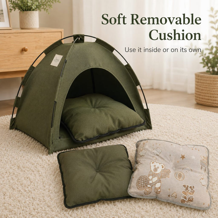Cozy Foldable Cat Tent Bed for Apartment Naps | Breathable Hideaway with Removable Cushion