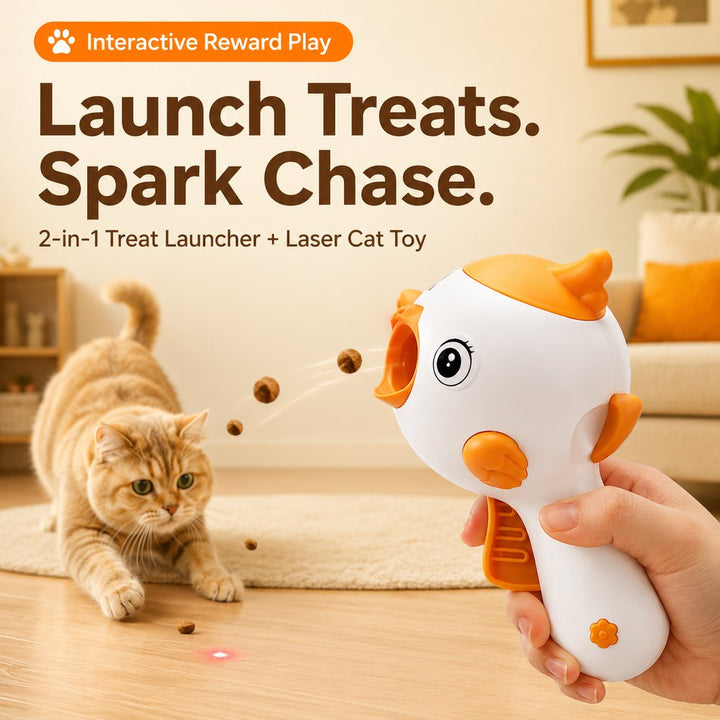 Interactive Cat Treat Launcher Toy with Laser