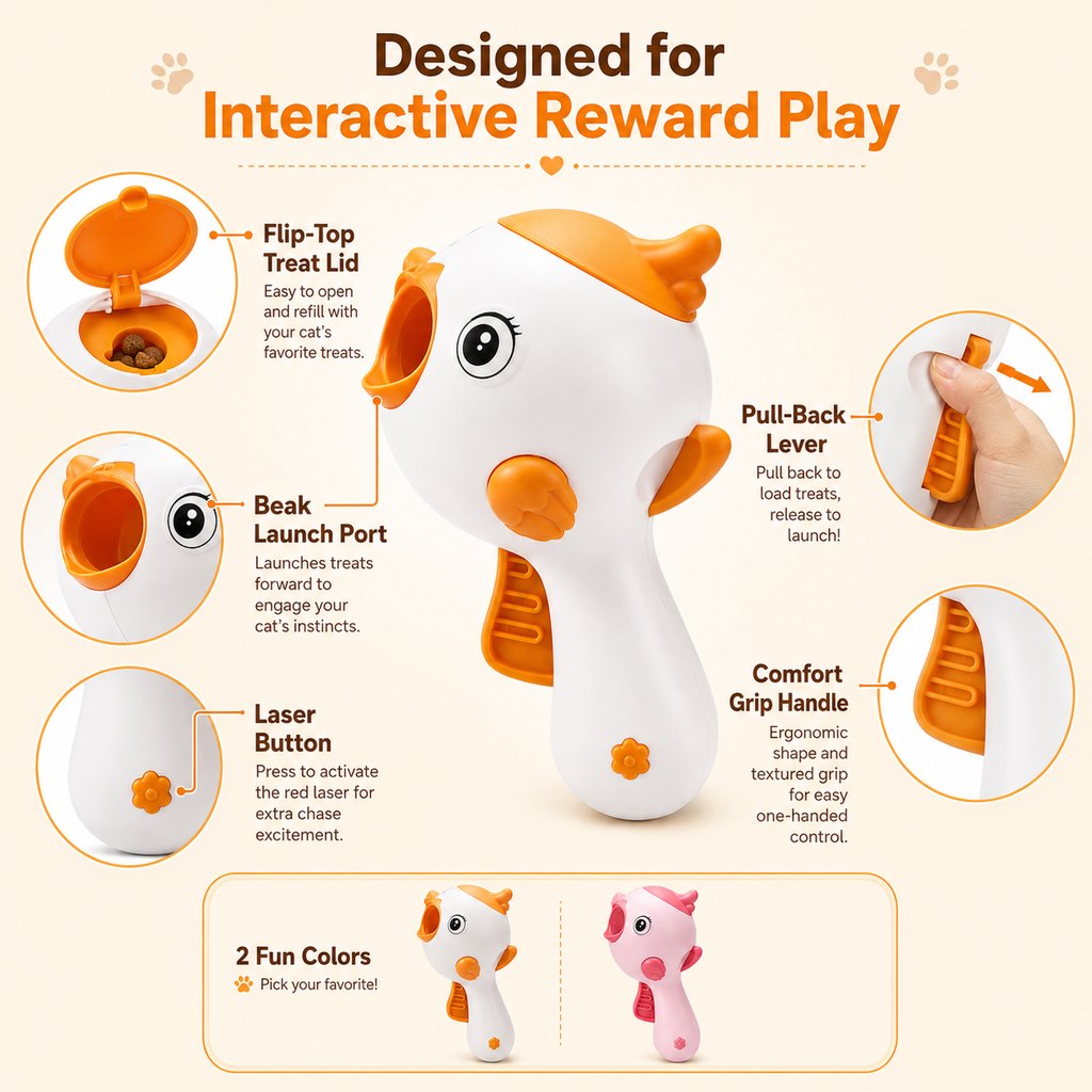 Interactive Cat Treat Launcher Toy with Laser