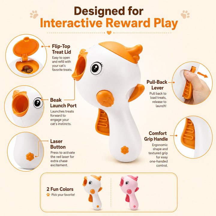 Interactive Cat Treat Launcher Toy with Laser