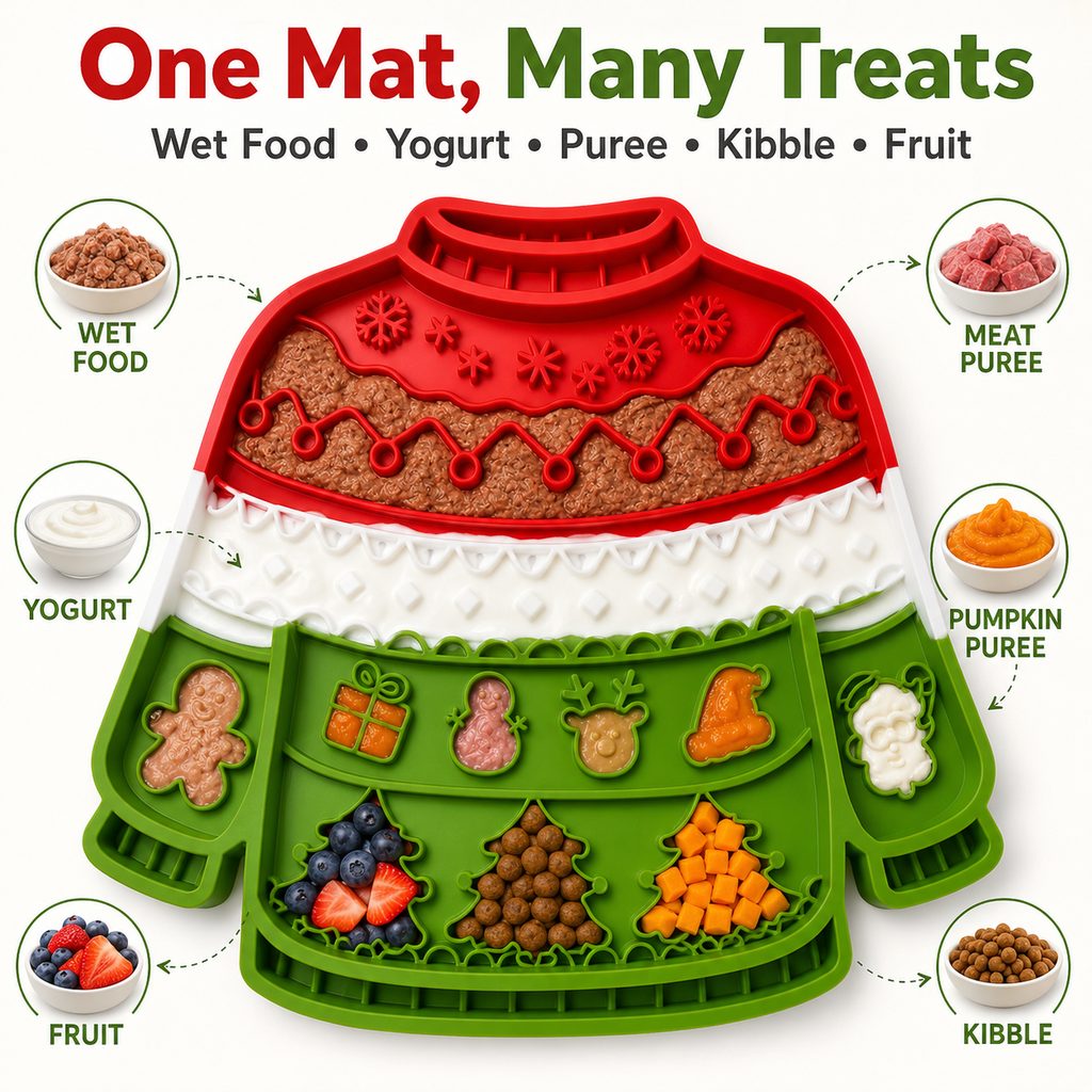 Christmas Sweater Wall-Mount Pet Lick Mat for Dogs & Cats