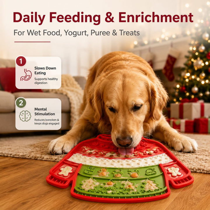 Christmas Sweater Wall-Mount Pet Lick Mat for Dogs & Cats