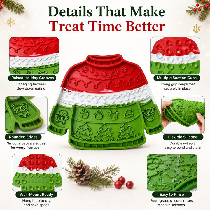 Christmas Sweater Wall-Mount Pet Lick Mat for Dogs & Cats