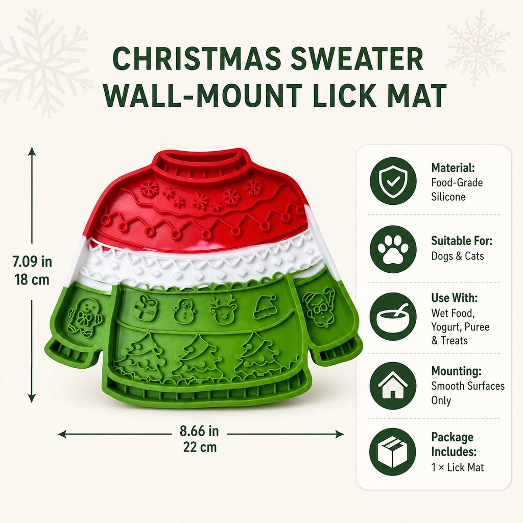 Christmas Sweater Wall-Mount Pet Lick Mat for Dogs & Cats