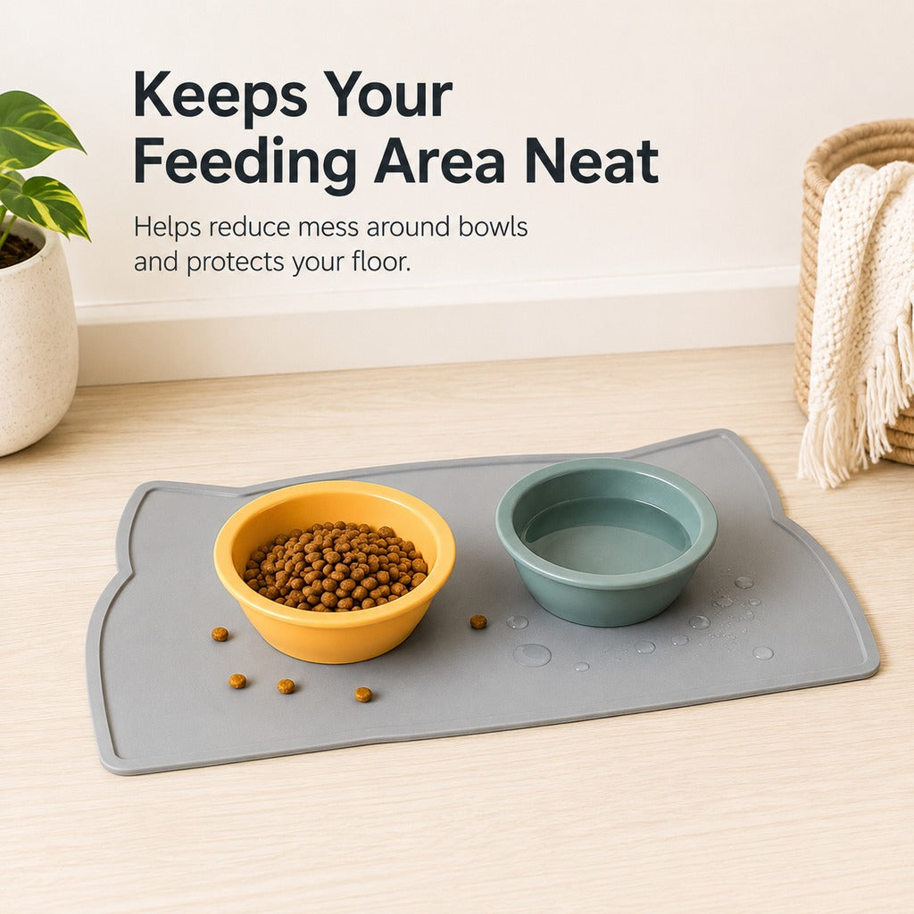 Raised-Edge Silicone Pet Feeding Mat for Cats & Dogs | Keeps Floors Clean at Mealtime