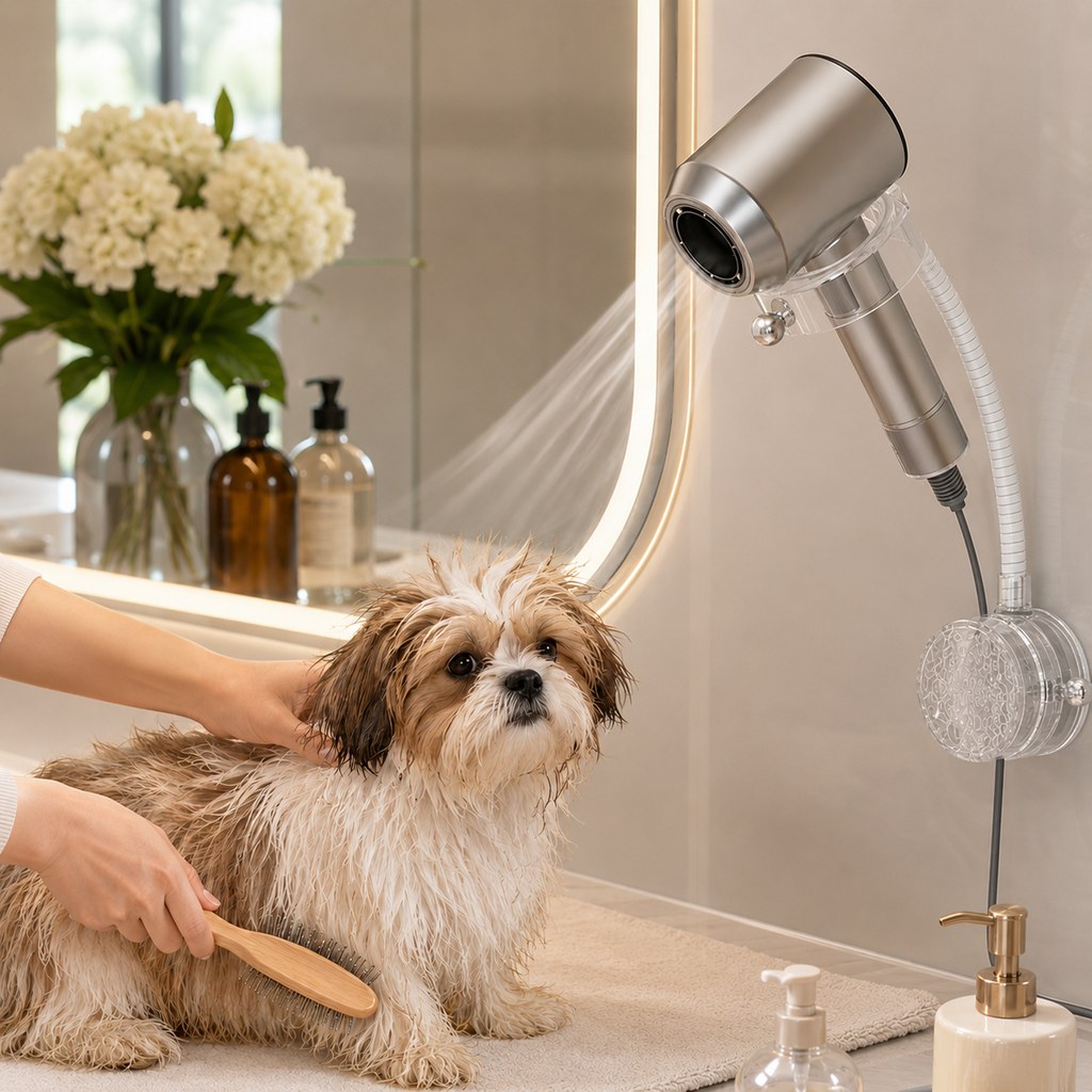 Hands-Free Pet Grooming Hair Dryer Holder for At-Home Bath Time