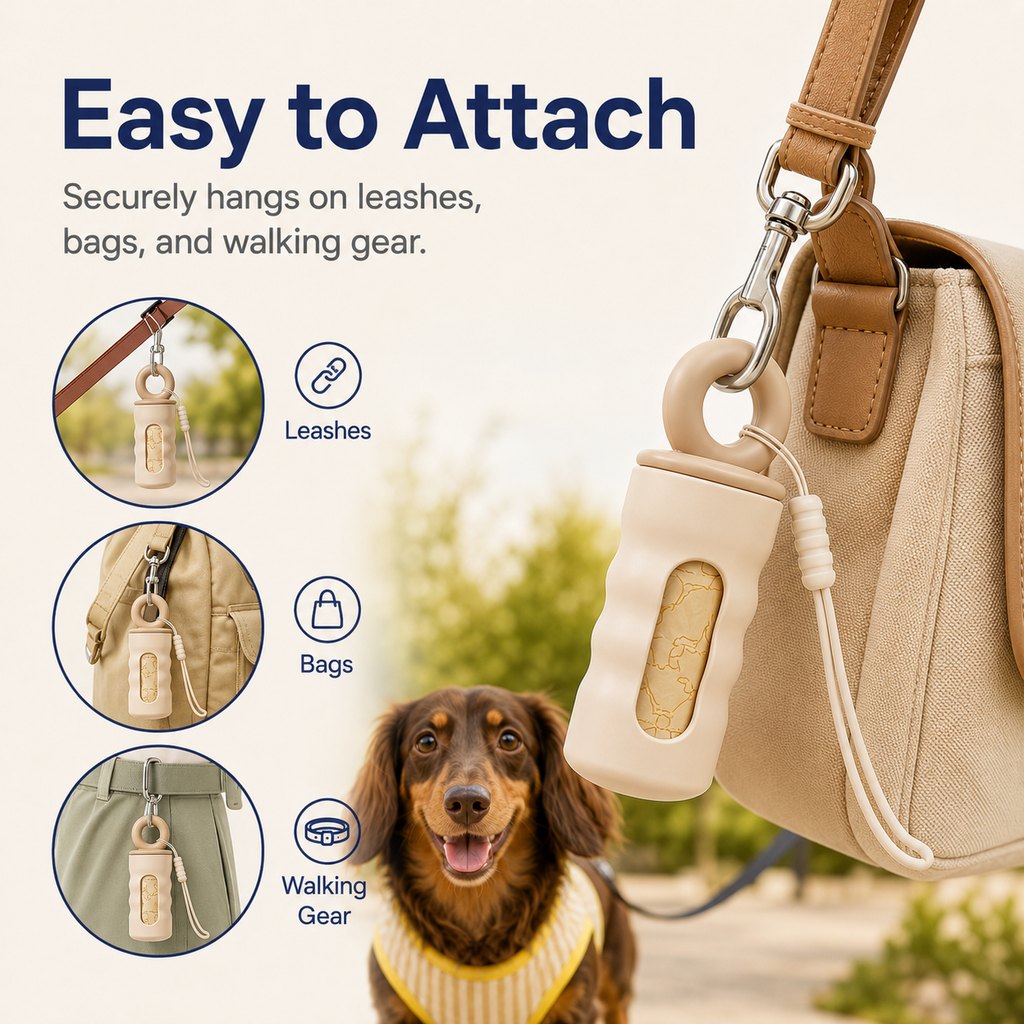 Clip-On Dog Poop Bag Dispenser for Daily Walks
