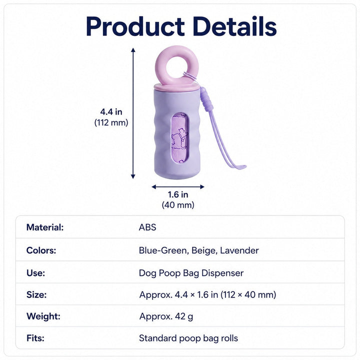 Clip-On Dog Poop Bag Dispenser for Daily Walks